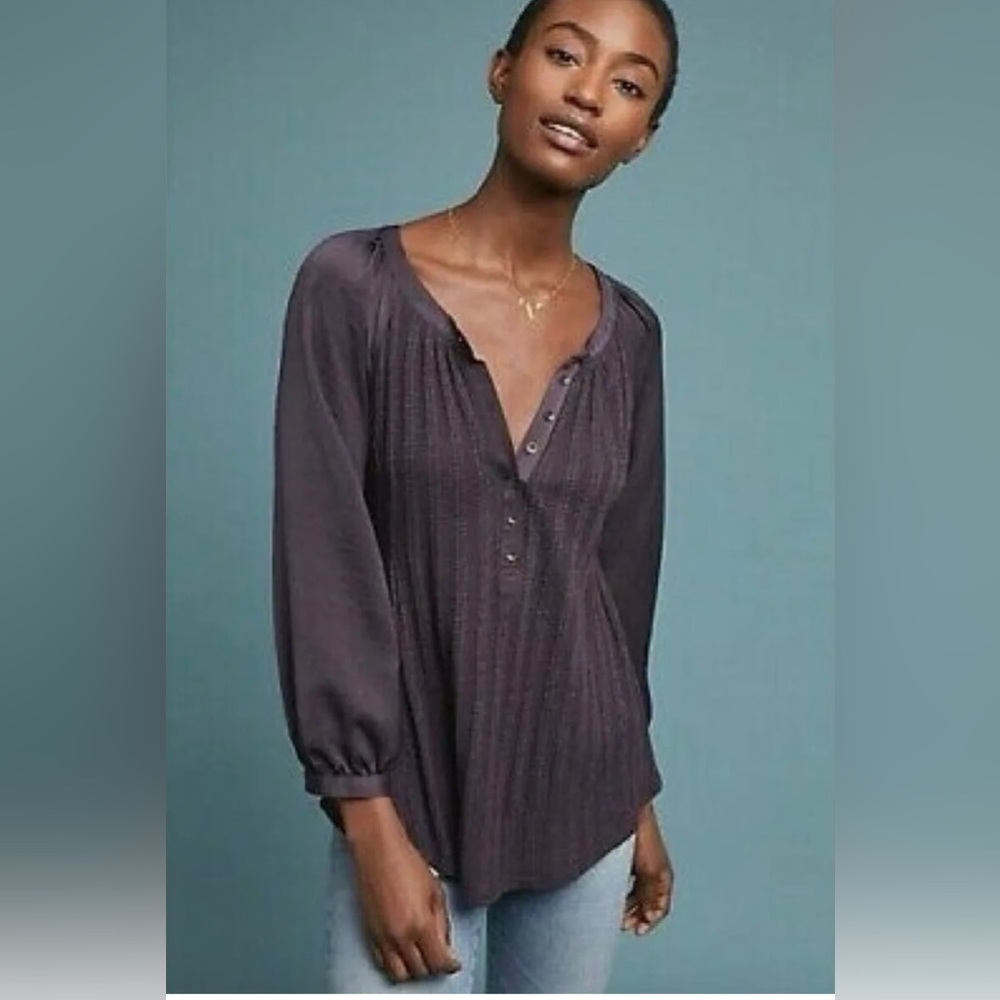 Anthropologie Meadow Rue Plum Long Sleeve Blouse - size (XXS)